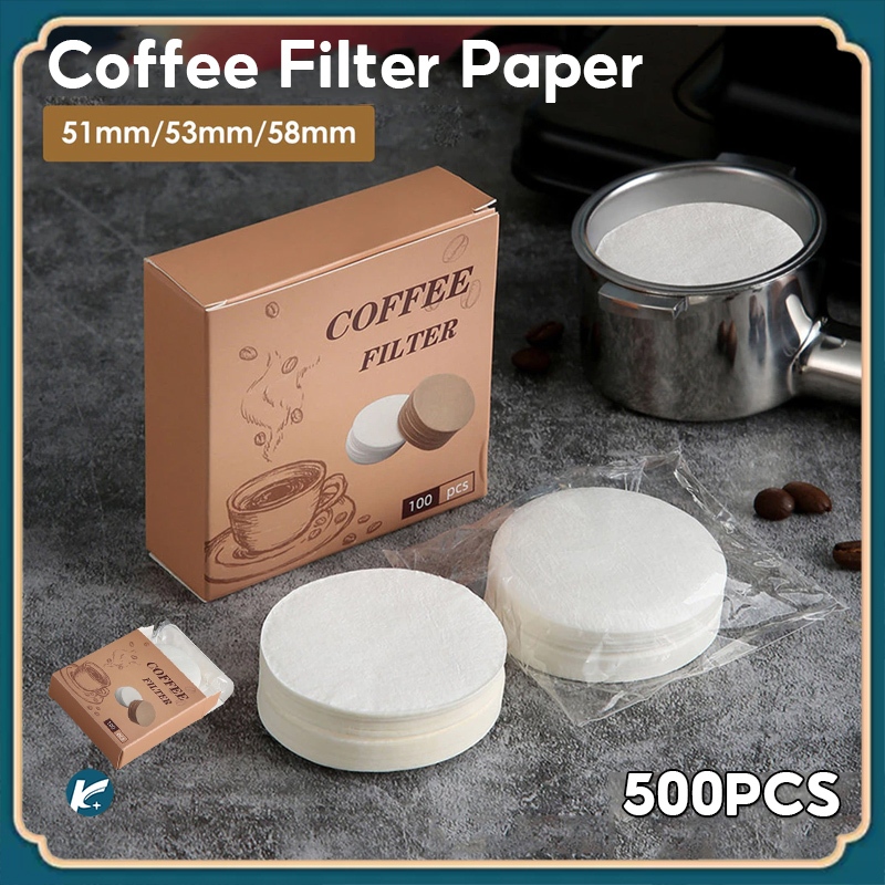 【KC】กระดาษกรองกาแฟ 100/500 ชิ้น 51 มม / 58 มม สําหรับเครื่องชงกาแฟเอสเปรสโซ่ บาริสต้า บ้าน ที่จับ พิเศษ ชาม กระดาษกรอง