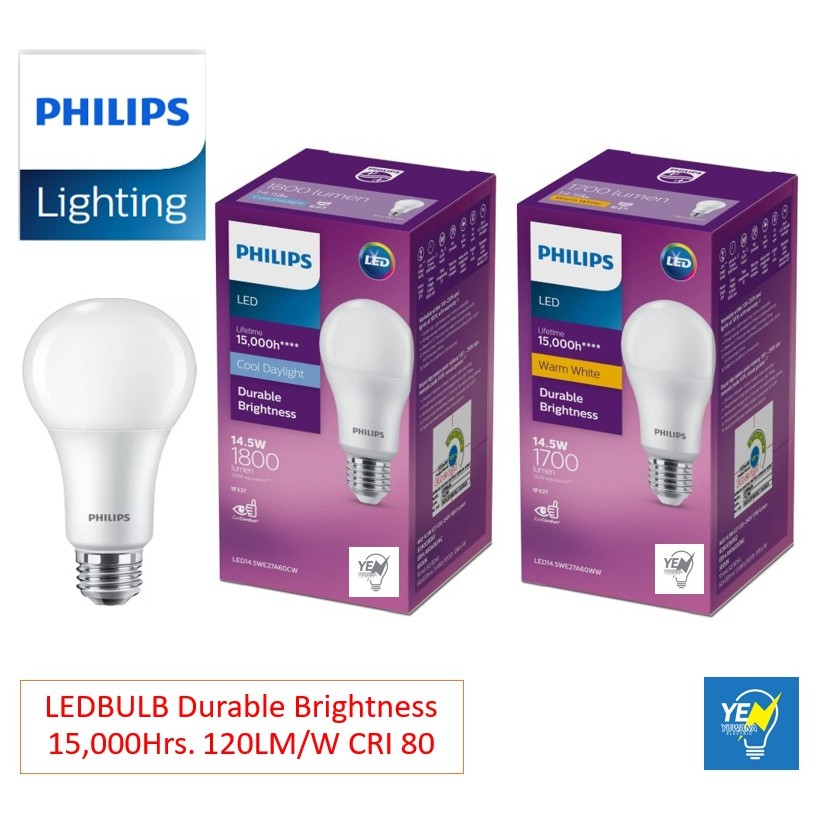 หลอดไฟ LED PHILIPS Bulbs 14.5W Daylight แสงขาว/แสงเหลือง ขั้วE27