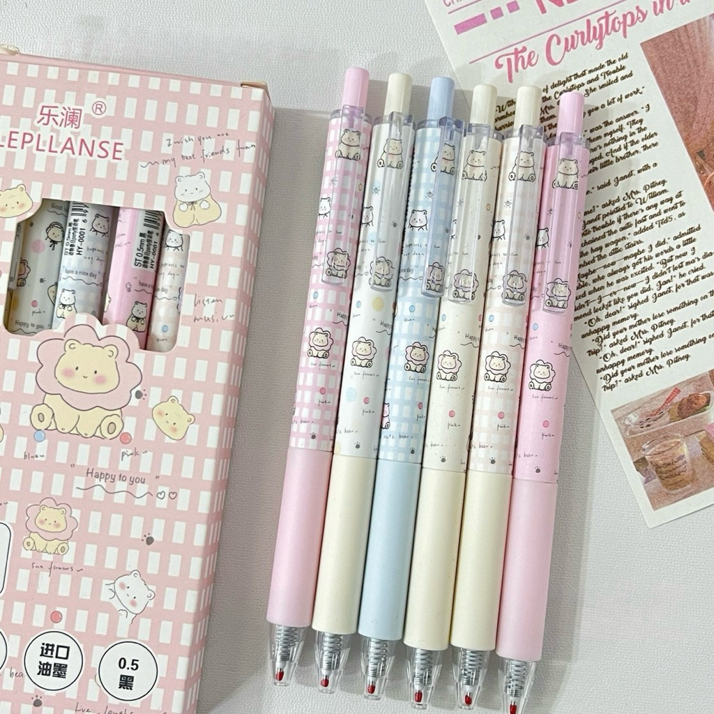 ปากกาเจล 1 กล่อง 6 แท่ง ลายน่ารัก พร้อมส่งจากไทย