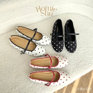 มีส่งด่วนใน4ชม.✅ POLKADOT - HOMIESHU05 รองเท้าคัชชูแมรี่เจนลายจุด (ต้องบวก+1ไซส์) 36-40 พร้อมส่ง,ผลิตจากช่างฝีมือคนไทย