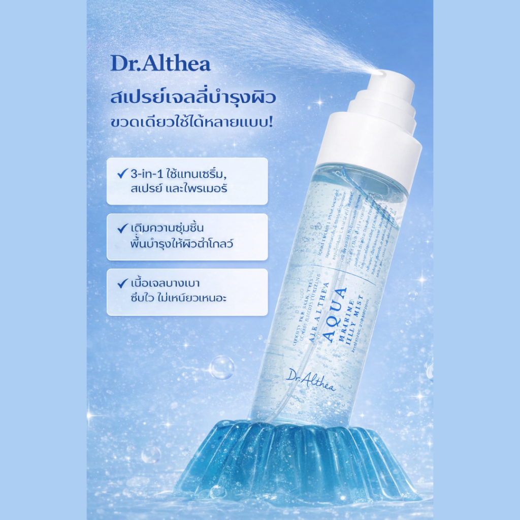 Dr.Althea Aqua Marine Jelly Mist สเปรย์บำรุงผิว 3in1 เติมน้ำให้ผิว ชุ่มชื้น ผิวใส 100ml - รูปที่ 3