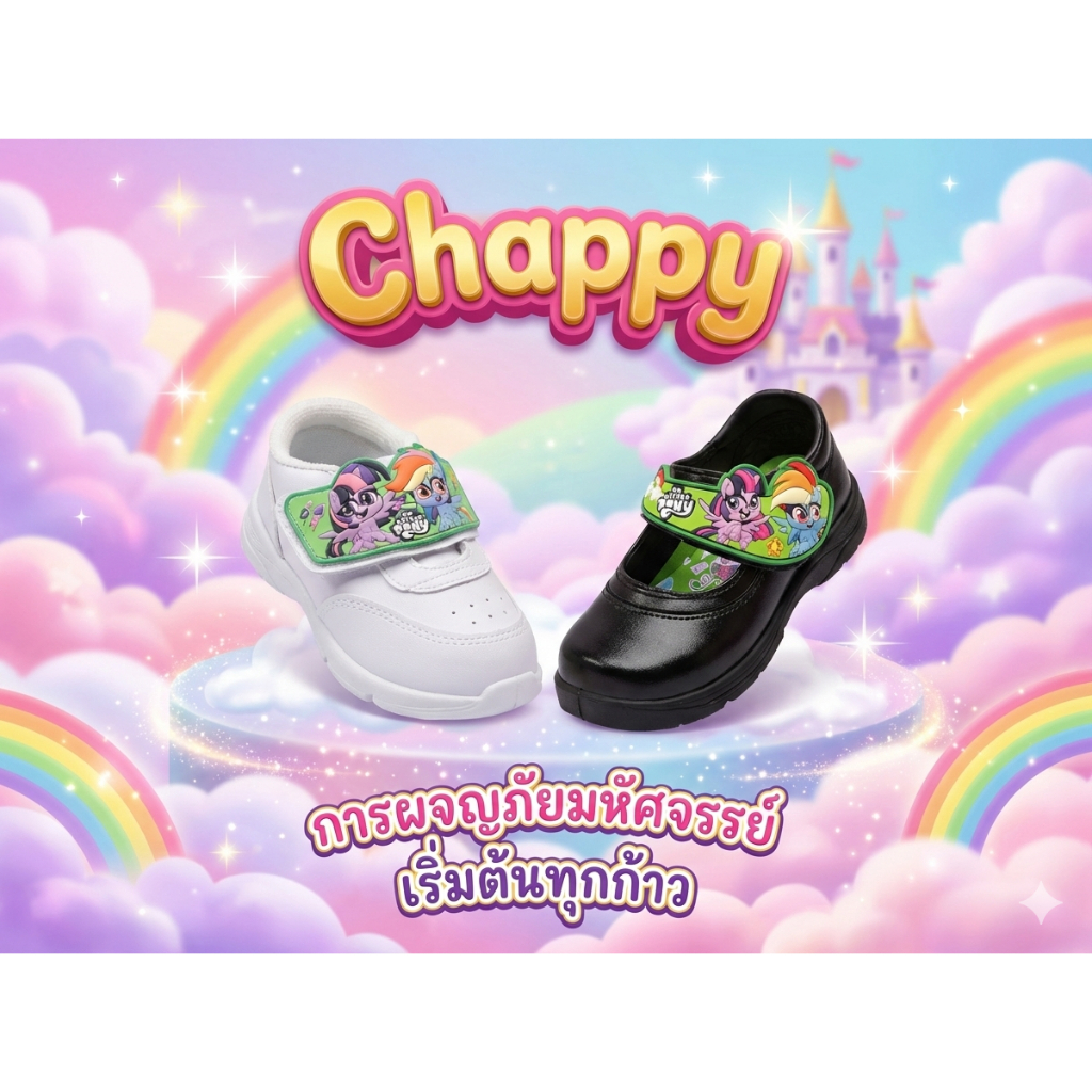 รองเท้านักเรียนเด็ก Chappy ลาย Little Pony PN-691 ดำ PN-692 ขาว ของแท้ 100%