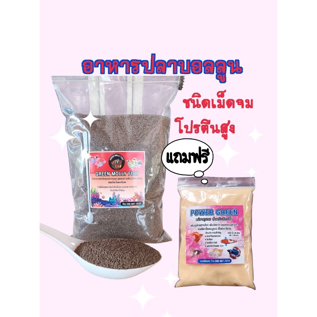 Molly fishอาหารปลาบอลลูน 1 กิโลกรัม แถมฟรีแร่ธาตุ200กรัม