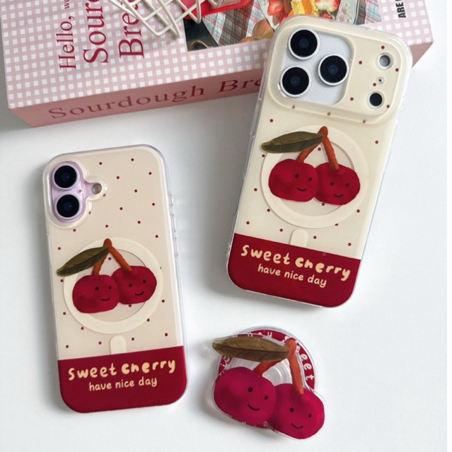 [i12-17promax] พร้อมส่งในไทย เคสไอโฟน magsafe +ไอริง cherry magsafe