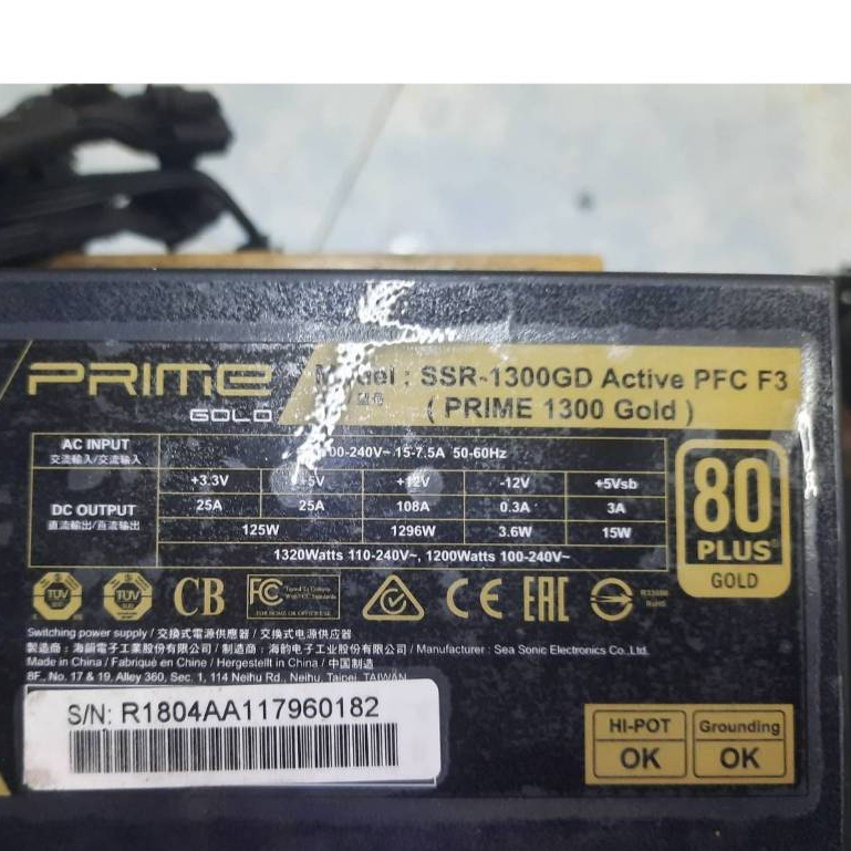 POWER SUPPLY   Seasonic PRIME Gold 1300W 80PLUS Gold Power Supply มือสองสวยเหมาะ ใส่ กับ   RX  9700X