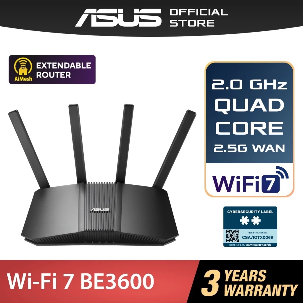 ASUS (RT-BE58U V2) - WIFI 7 AIMESH EXTENDABLE ROUTER (เร้าเตอร์)