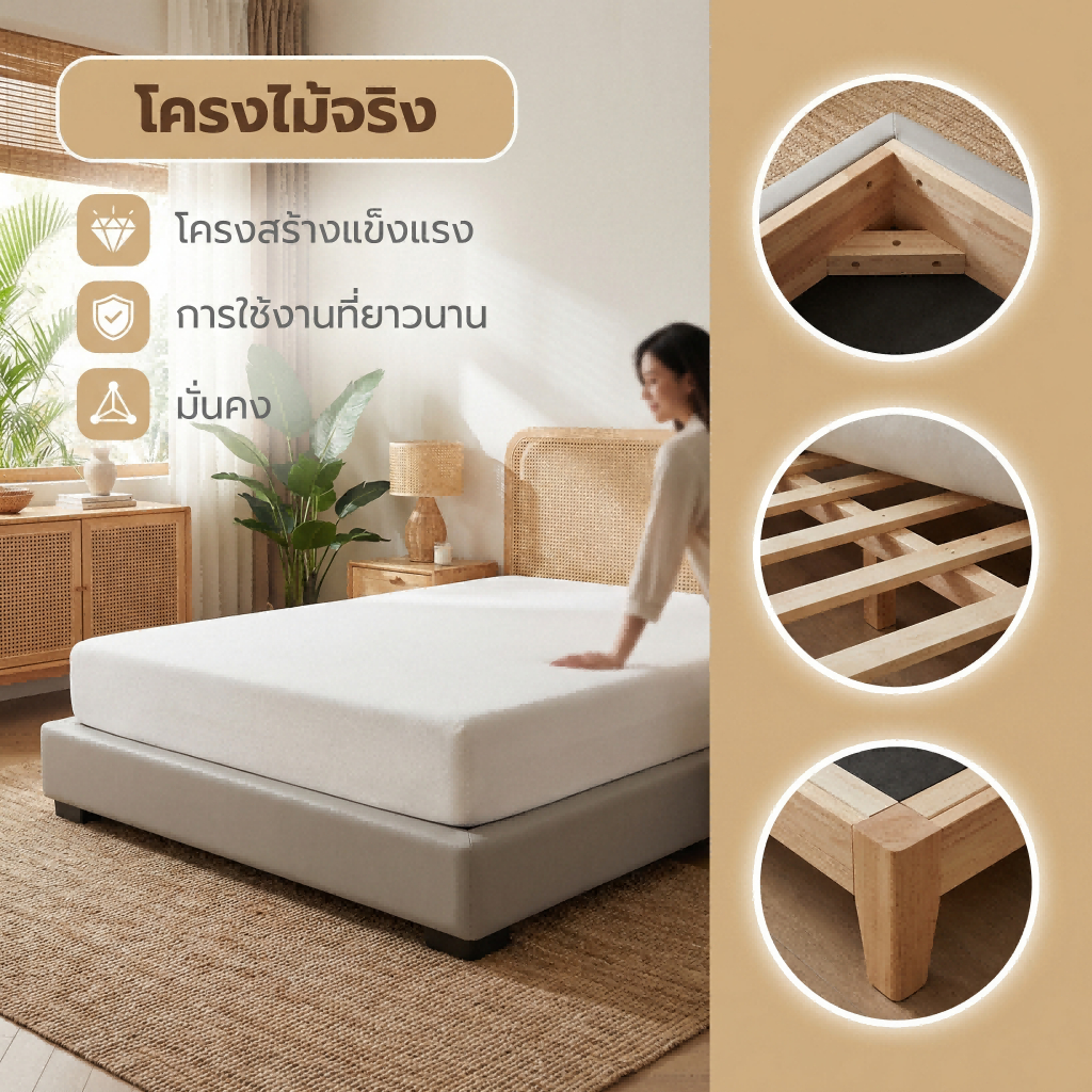 WHF เตียงนอน bed เตียงบล็อก โครงไม้เต็ง รูปที่ 2