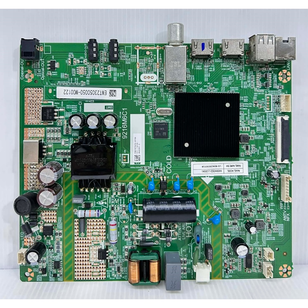 เมนบอร์ด ทีวี ACONATIC รุ่น 43HS410AN พาร์ท 9216M6C1 อะไหล่ของแท้ถอด มือ2 เทสไห้แล้ว