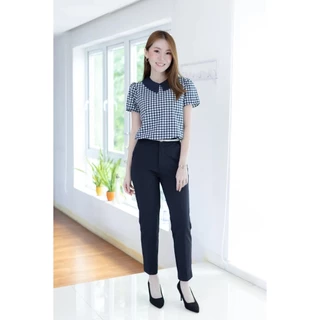 Narinari : MT1301 Point Collar Blouse – เสื้อลายกราฟิก ปกบัวแหลม