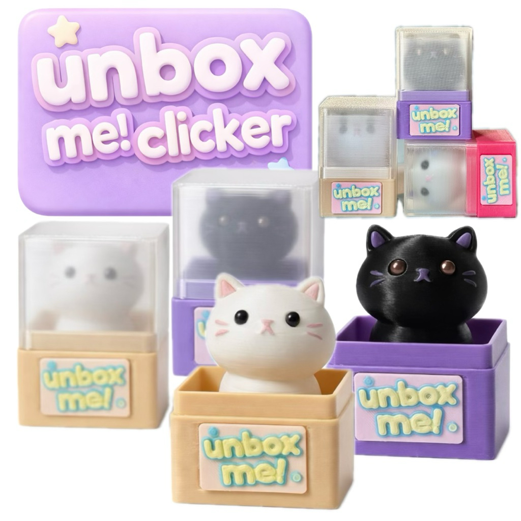 [Unbox me collection] Art clicker น้องแมวกล่อง น้องแมวแหงน คีย์แคปกดเพลิน กิ่งแฮนด์เมด พวงกุญแจ ของสะสม