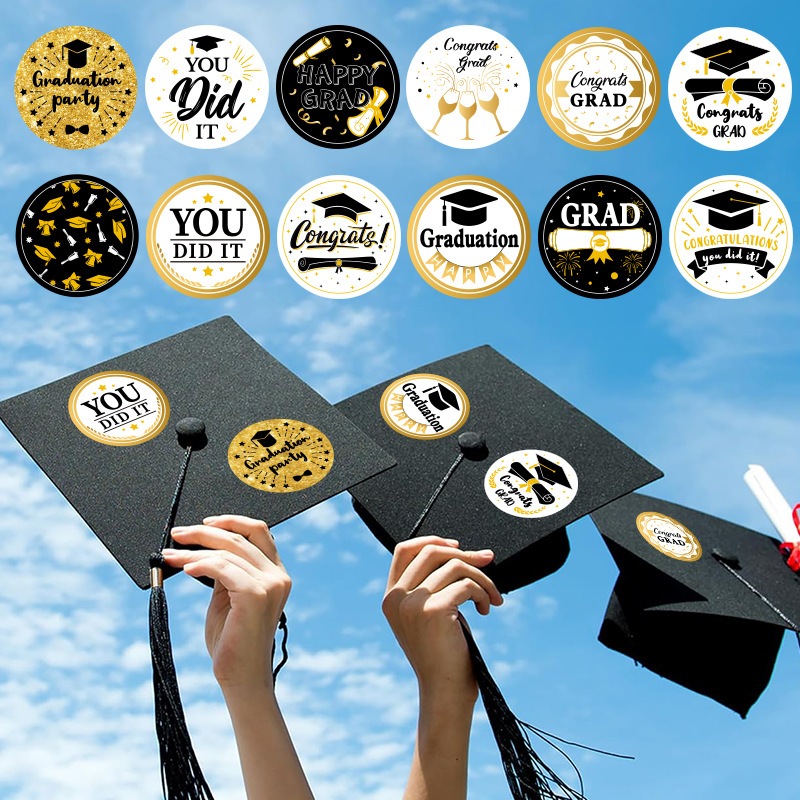 ( hh ) สติกเกอร์ Graduation สำหรับเทศกาลจบการศึกษา สติกเกอร์ตกแต่งงานฉลองจบการศึกษา 120 ดวง/แพ็ค