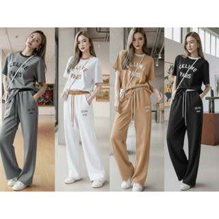 ชุดเซ็ท แขนสั้นขายาว คอกลม ผ้าวูเวฟ