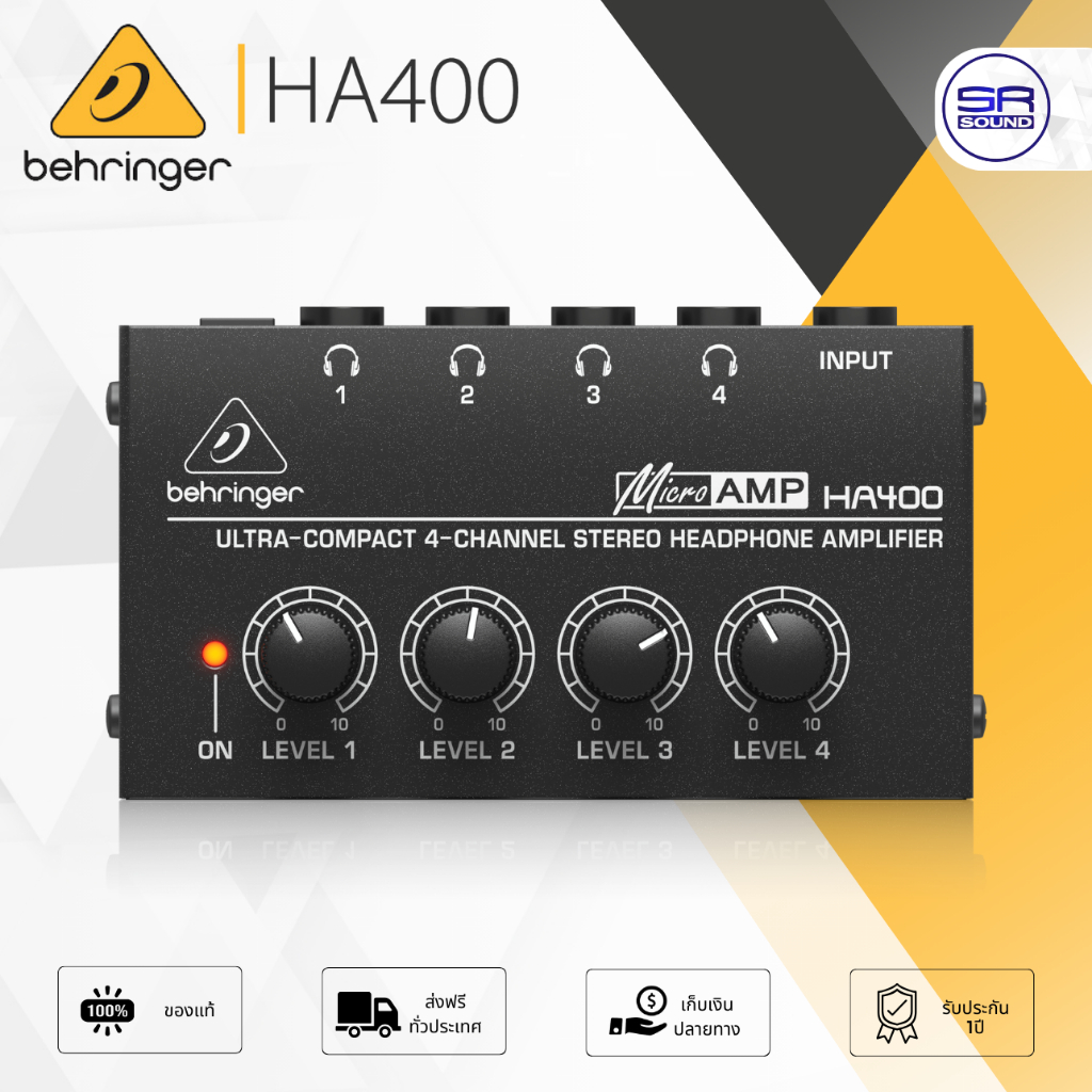 behringer HA400 แอมป์ขยายหูฟังแบบ 4CH พร้อมสวิตช์ Ground Lift ขนาดกะทัดรัด Headphone Amplifier