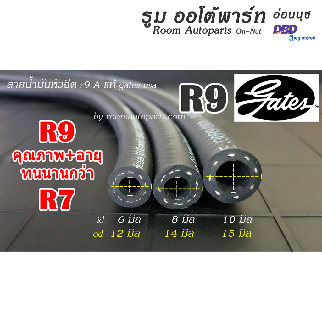 สายน้ำมันหัวฉีดนอกถัง R9 Gates USA แบ่งขาย 0.5-1 ม. หรือตัดยาวจากม้วนตามคำสั่งซื้อ