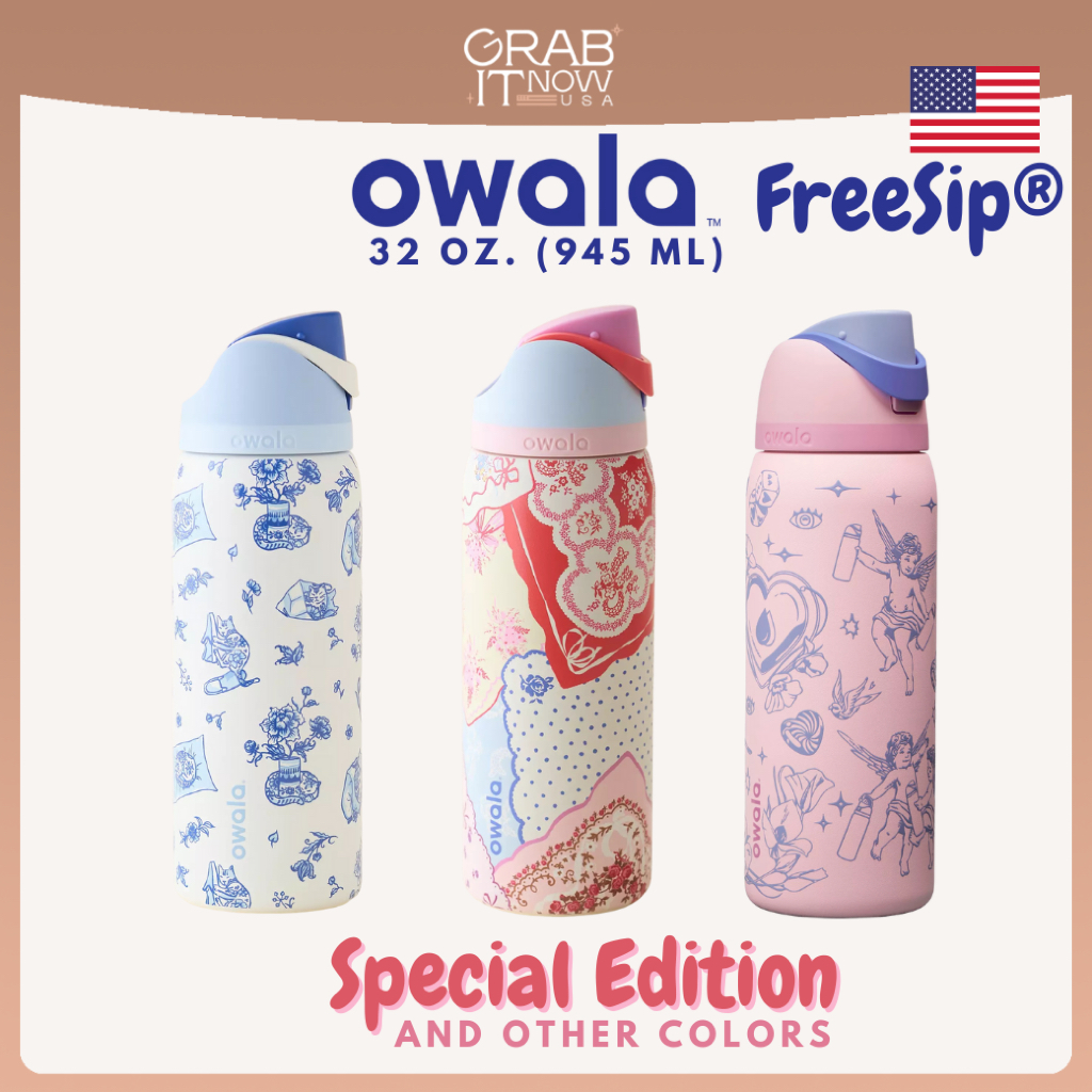 Pre 💖 Owala FreeSip® 32oz. ของแท้ จากอเมริกา สีน่ารัก มีสีให้เลือกเยอะมาก แก้วพกพา แก้วเก็บความเย็น grabitnow_usa