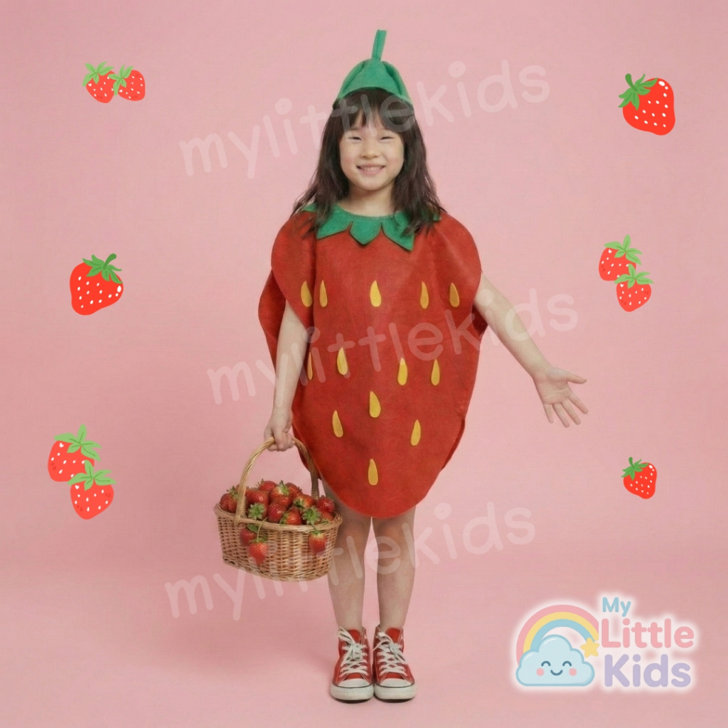 ชุดสตอเบอรี่ ชุดแฟนซี ชุดผลไม้ ชุดผัก  เด็กและผู้ใหญ่ ชุดกิจกรรมโรงเรียน Strawberry Costume ทรงสวย ชุดแสดง วันเด็ก