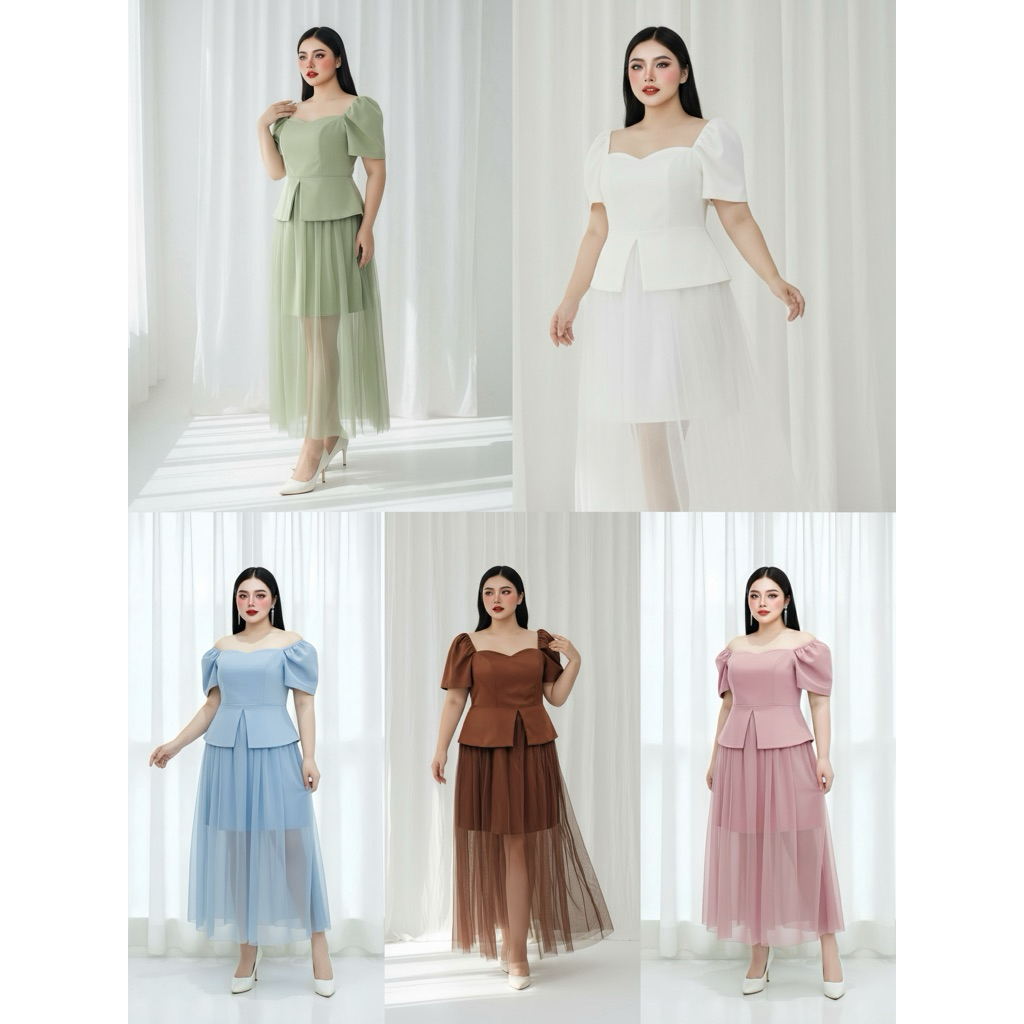 เปิดตัว Hera Switch Dress เดรสออกงานสาวอวบ 2in1 กระโปรงมุ้งถอดได้ (อก 39-60 นิ้ว)