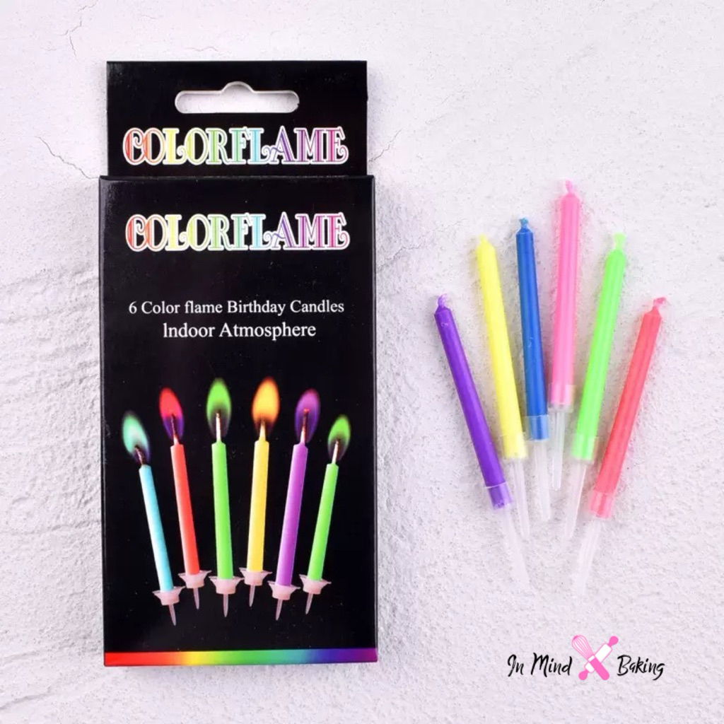 เทียนเปลี่ยนสี เทียนไฟสีๆ เทียนเปลวไฟหลากสี 6 เล่ม เทียนวันเกิด เทียน ราคาถูก Shopee Lazada