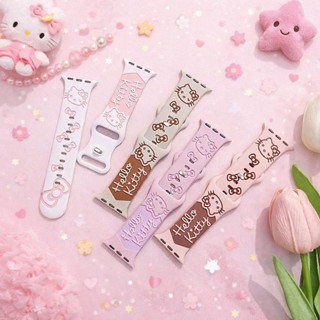 สายนาฬิกา Smartwatch สายยางทูโทนปั๊มลายKT ขนาด 38/40/41/(S10…