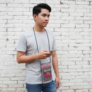 (4 ใบ 100) กระเป๋าใส่มือถือ ลายช้าง ผ้าพื้นเมือง 5.5x8 นิ้ว สะพายข้าง 2 ช่อง 2 ซิป ย่ามพื้นเมือง กระเป๋าย่ามใบเล็ก ส่งไว