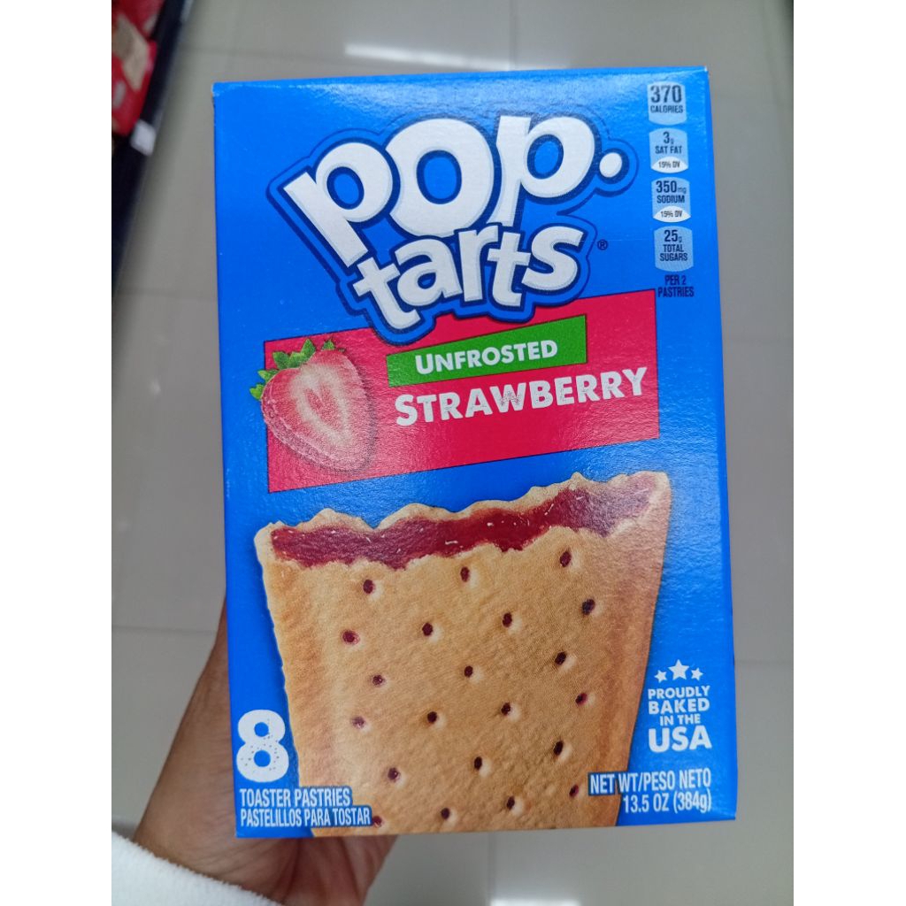 Kellogg's Pop Tarts Unfrosted Strawberry  384g.ขนมทาร์ตสอดไส้แยมสตอเบอรี่ิ 384กรัม
