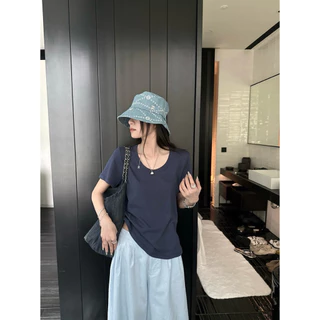 📍พร้อมส่ง📍8979 เสื้อคอยู แขนสั้น เนื้อผ้ายืดหยุ่นได้เยอะ งานสวย TAG:WG.WE 🇰🇷