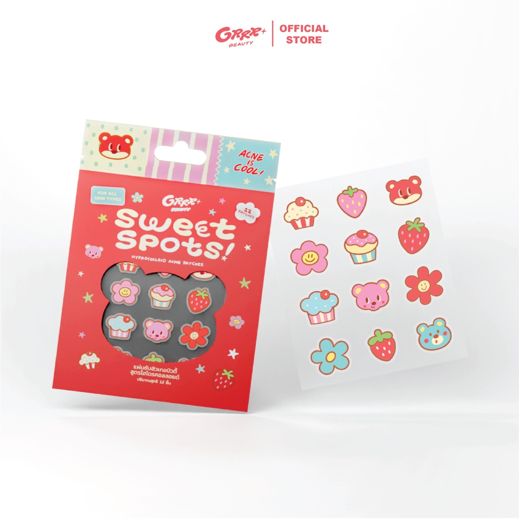 แผ่นแปะสิวเกอบิวตี้ grrrbeauty sweet spots 12 dots