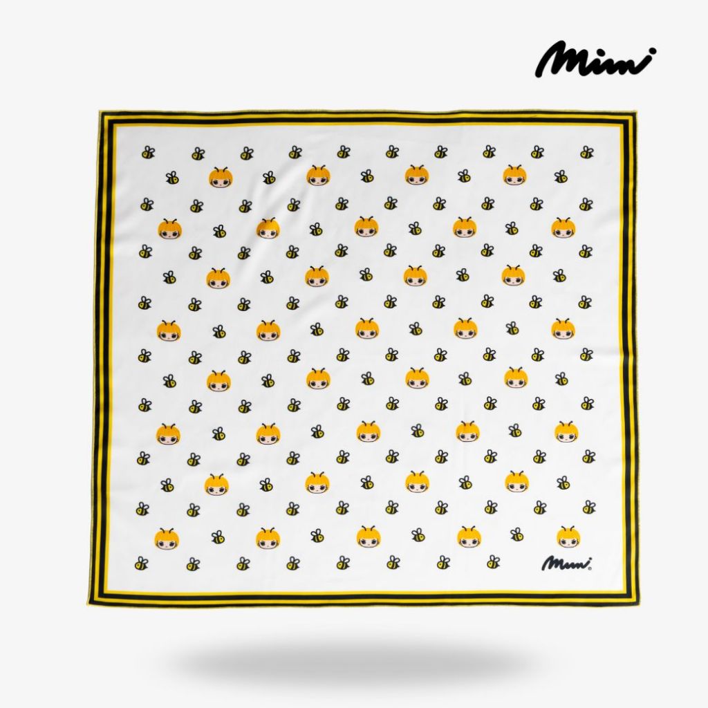 Mimi Honey Bee Scarf ผ้าพันคอ พื้นสีขาว ลายมีมี่และเหล่าผึ้งล้วนๆ A9PVWH