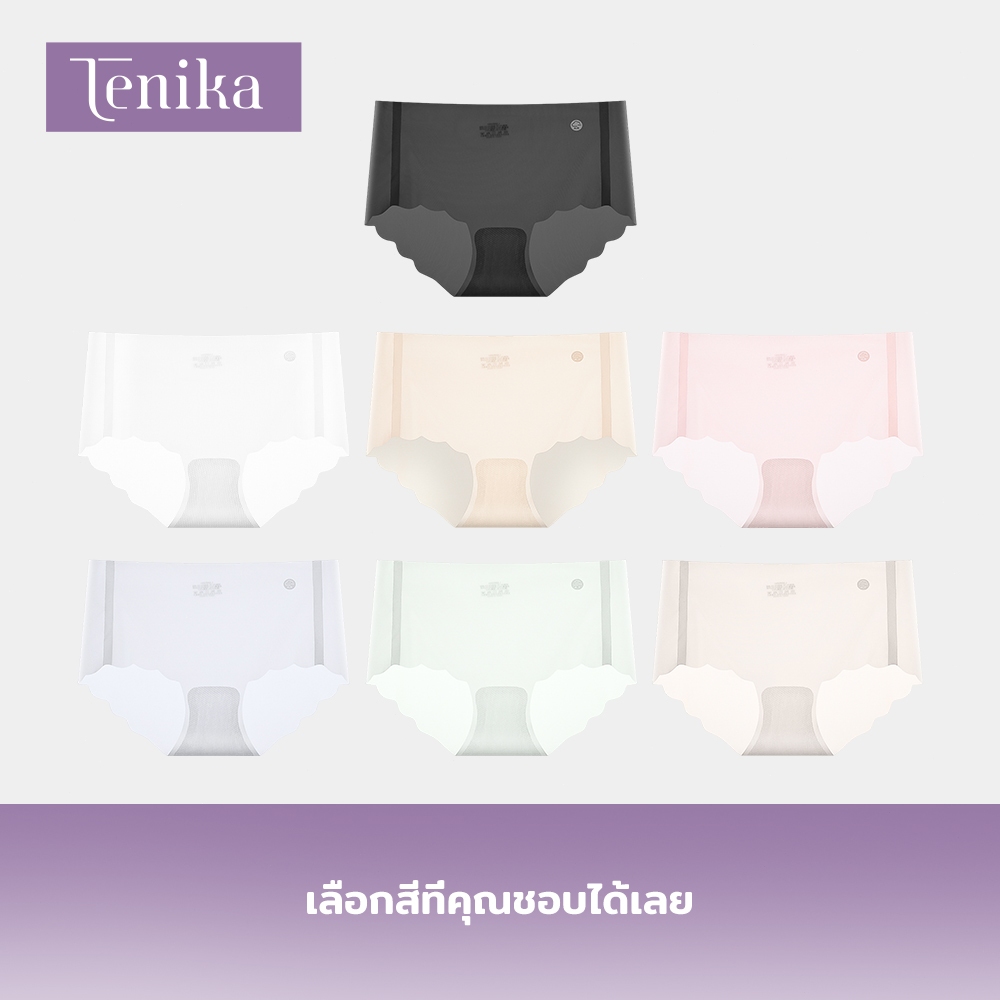 TENIKA กางเกงในผู้หญิง กางเกงในเอวกลาง Ice Silk Seamless Panties（3pcs）