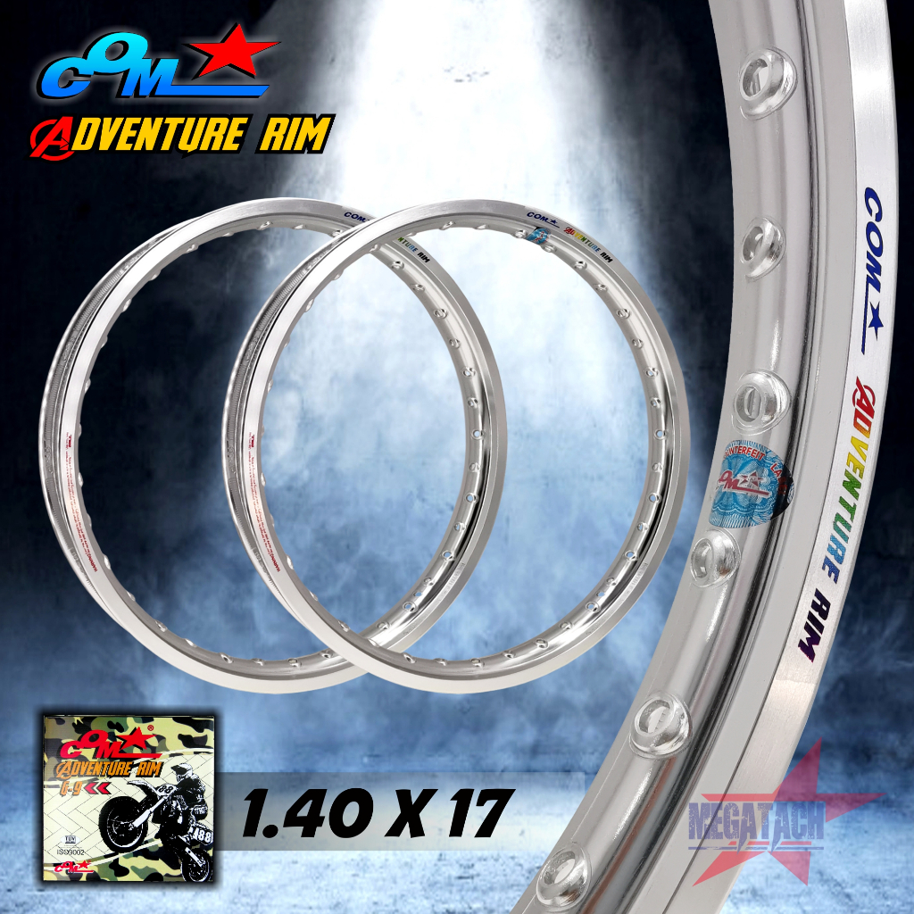 วงล้ออลูมิเนียม COM 1.40 X 17 Adventure Rim ล้อคอม ขอบเรียบ ของแท้100% จำนวน 2 วง ล้อ COM ล้อคอมดาว วงล้อคอม ล้อขอบ17
