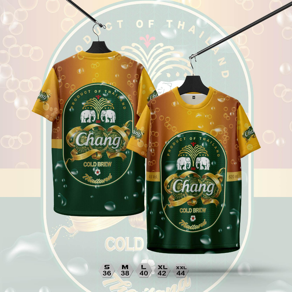 เสื้อคอกลมกีฬาลายช้างทองเขียวใส่สบายระบายอากาศผ้าไมโคร