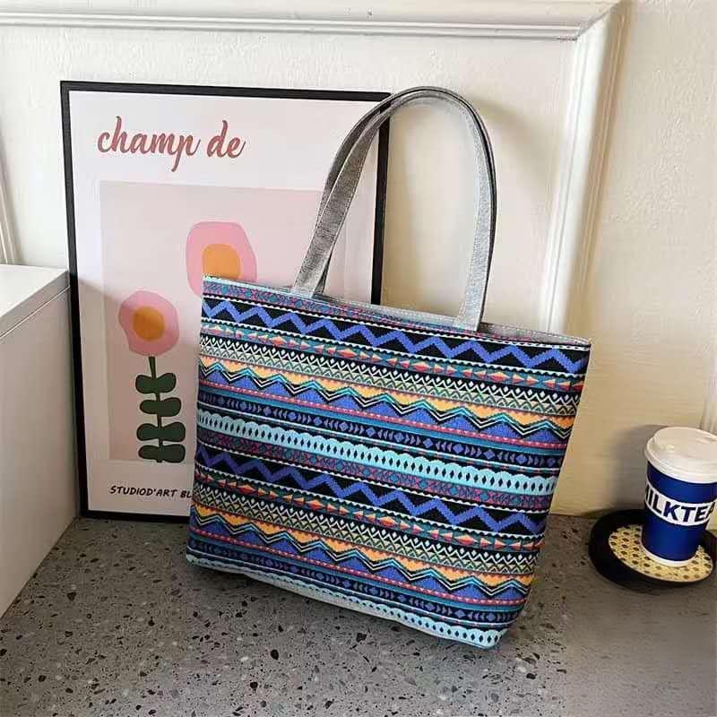 KLYM #AW3800 กระเป๋าผ้าโท้ทโบฮีเมียน กระเป๋าสะพายไหล่ กระเป๋าแฟชั่นวินเทจ