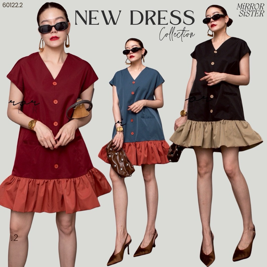 🌈🌿🌼🌺🌸❤️💙🖤🧡•CaRiSa 2tones Dress•