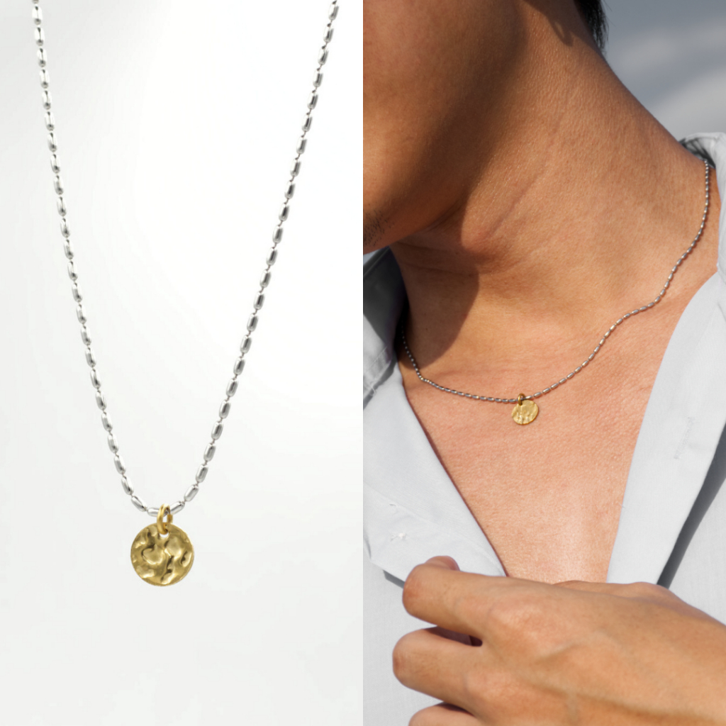 MLS | Fullmoon สร้อยคอสแตนเลสจี้สีทองแบบสั้น