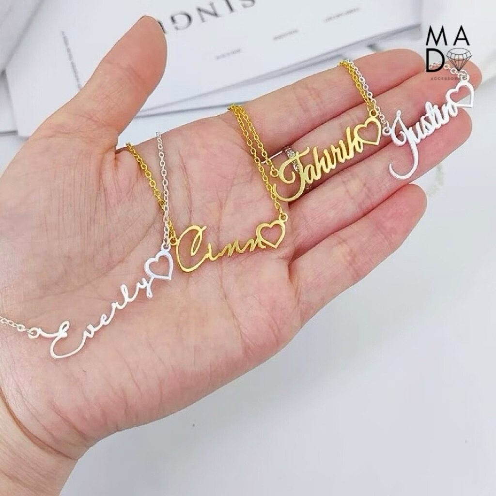 ร้านไทย🇹🇭สร้อยชื่อ,สร้อยตัวอักษร,สร้อยสั่งทำ,ชื่อ+อิโมจิหัวใจ❤️‍🔥สแตนเลสแท้💯ของขวัญ🎁พร้อมกล่อง✔️จัดส่งด่วนใน 5-7 วัน