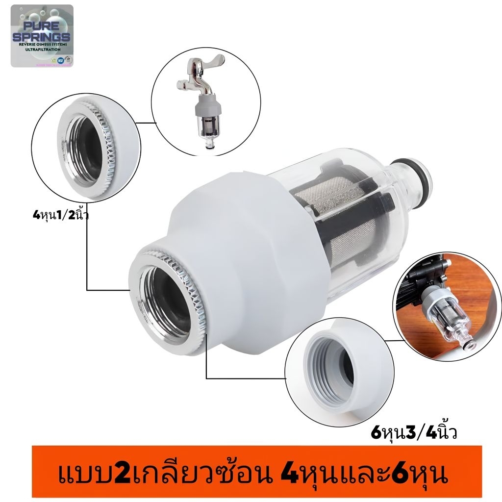 ตัวกรองเครื่องซักผ้าข้อต่อก๊อกน้ำแบบสวมเร็ว4หุนและ6หุน