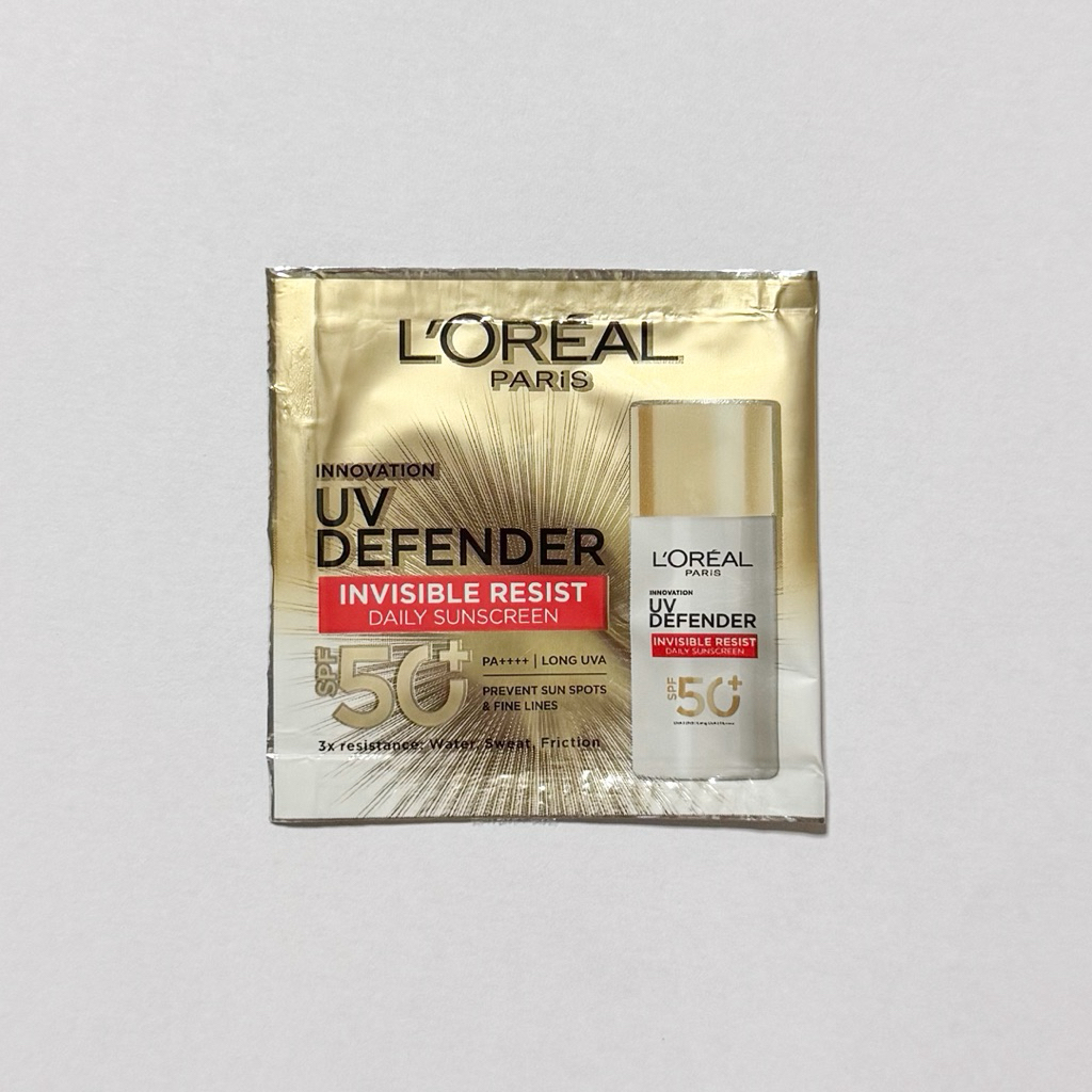 Loreal Paris UV Defender Invisible Resist SPF50+ PA++++ 1.5 ml ลอรีอัล ปารีส ยูวี ดีเฟนเดอร์ อินวิซิเบิ้ล รีซิส 1.5 มล.