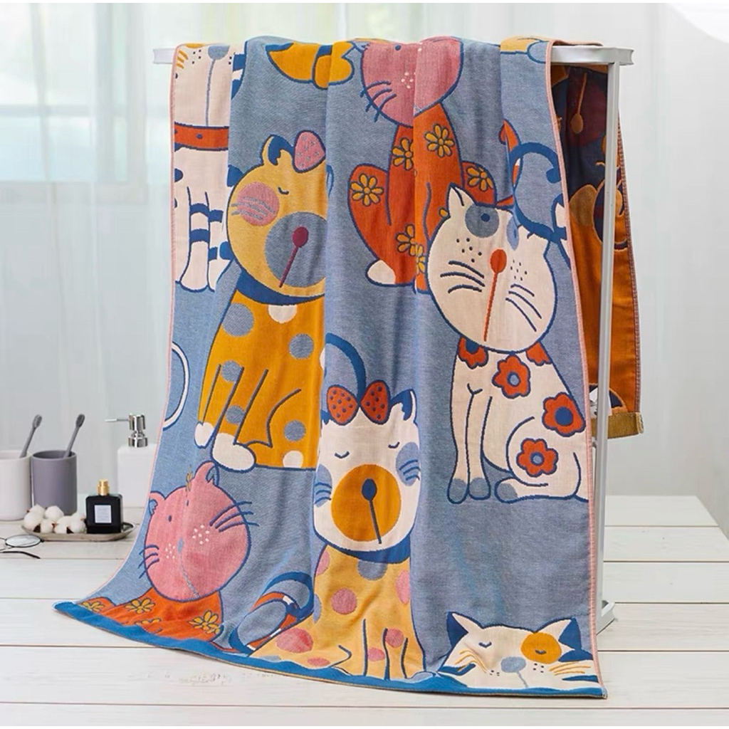 ผ้าเช็ดตัวสาลูเกรดพรีเมียมไซส์จัมโบ้ลายน่ารักเนื้อผ้าดีมากขนาด80*160cm - รูปที่ 4