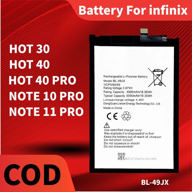 แบต Infinix Note 10 Pro, Note 11 Pro, Hot 40 Pro, Hot 30, Hot 40 แบตเตอรี่ hot30 hot40 Battery BL-49JX