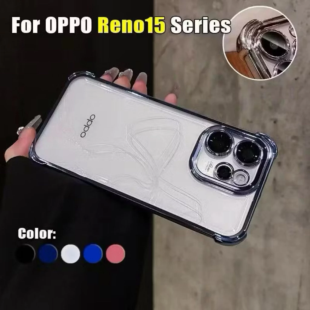 เคสใส ขอบสีเงา กันรอยเลนส์กล้อง สำหรับ Oppo Reno15 Reno15Pro Max Reno15F เคสขอบสี กันกระแทก หรูหรา