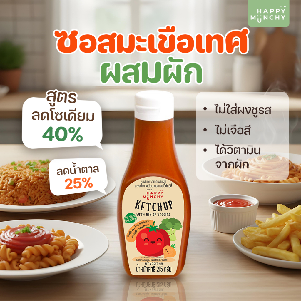 ซอสมะเขือเทศเด็ก – Happy Munchy | ลดโซเดียม ลดน้ำตาล