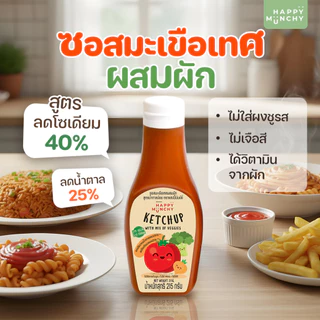 [ เด็ก ๆ ทานง่าย ] ซอสมะเขือเทศผสมผัก – Happy Munchy | ลดโซเดียม ลดน้ำตาล มีวิตามินจากผักหลายชนิด