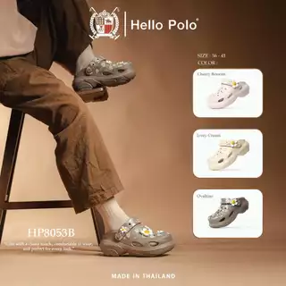 Hello Polo รองเท้าแตะผู้หญิง รองเท้ารัดส้นหัวโต แฟชั่น น่ารัก ลายดอกเดซี่ พื้นหนา เพิ่มความสูง กันลื่น วัสดุ EVA HP8053B