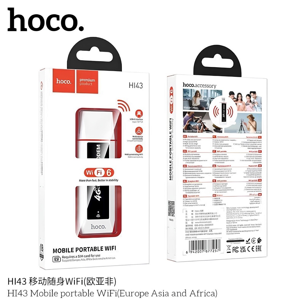 HOCO HI43 Pocket WiFi6 Aircard WiFi Modem 4G LTE 150Mbps อุปกรณ์ปล่อยสัญญาณไวไฟ รองรับซิมเน็ตทุกค่าย
