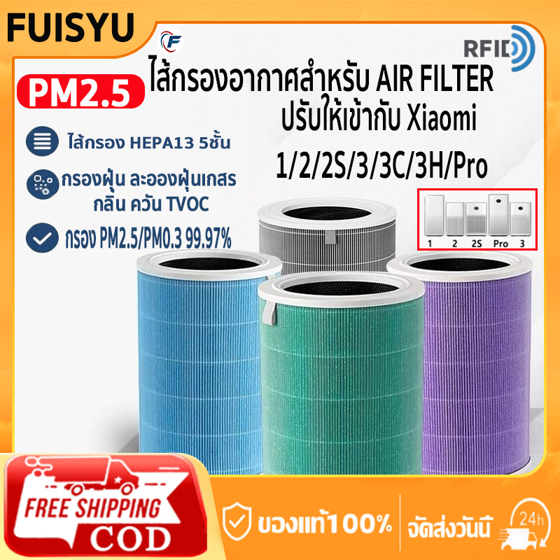 【FUISYU】Xiaomi Mi Air Purifier Filter (มี RFID) ไส้กรองเครื่องฟอกอากาศ ไส้กรองอากาศ xiaomi รุ่น 1/2/2S/3/3C/3H/Pro