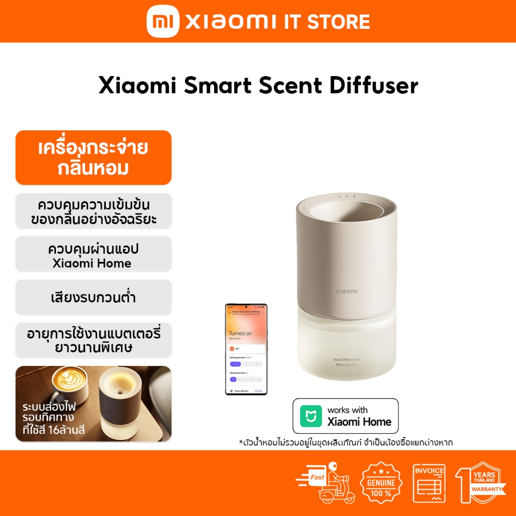 Xiaomi Smart Scent Diffuser โคมไฟอโรม่า | ไฟบรรยากาศที่สามารถแสดงสีได้ถึง 16ล้านสี | เพิ่มความเข้มเมื่อมีการตรวจจับบุคคล