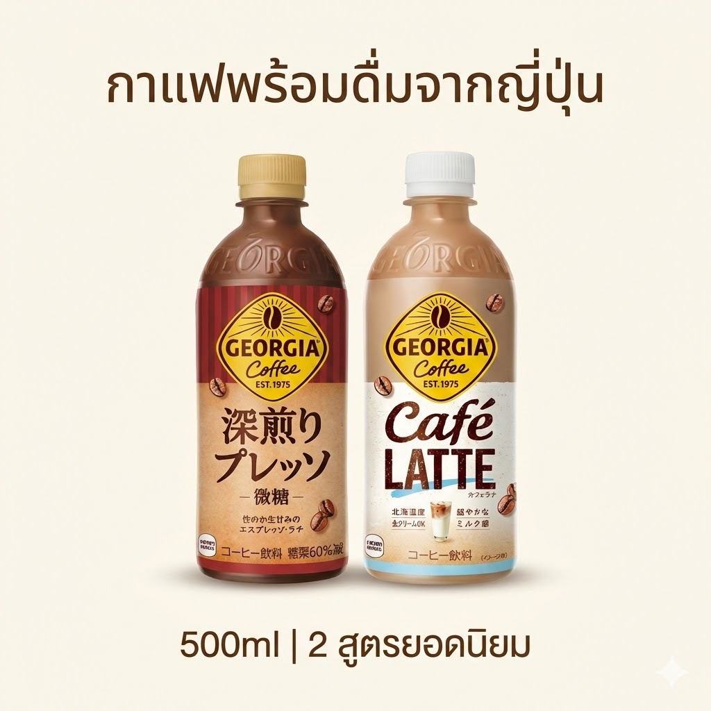 Coca-Cola Georgia Coffee กาแฟพร้อมดื่มญี่ปุ่น 500ml (Deep-Roast Presso / Café Latte)