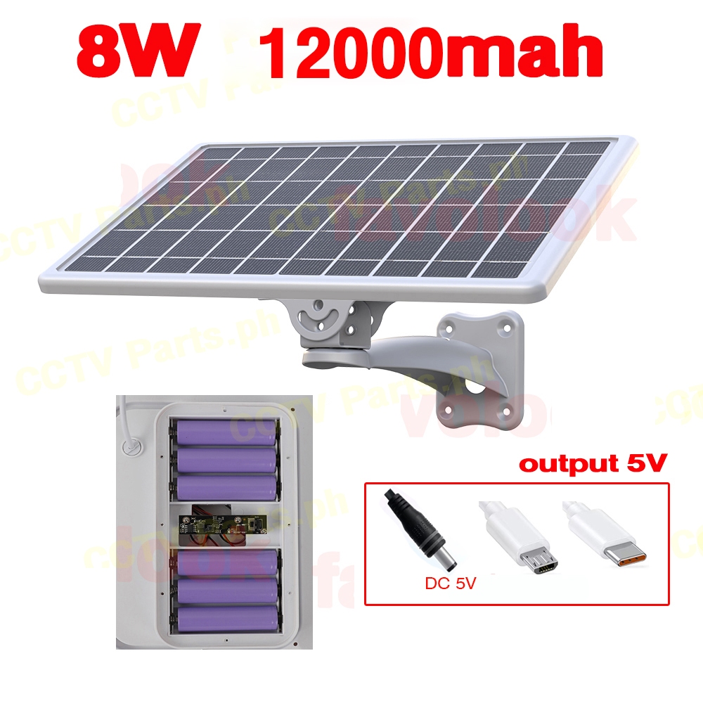 แผงโซล่าเซลล์ กลองวจรปิด พร้อมแบตเอตรร่ 12000mah แผงโซล่าเซลล์กล้องวงจรปิด 8w 5v