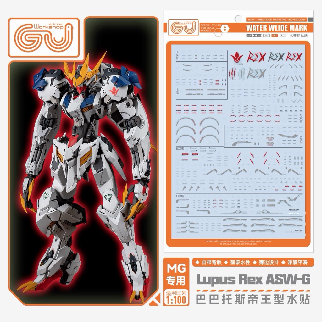 🟧⬜️พรีออเดอร์  ดีคอลน้ำ GUGU DECAL MG 1/100 WOLF KING BARBATOS LUPUS REX มีความละเอียดสูง - รูปที่ 4