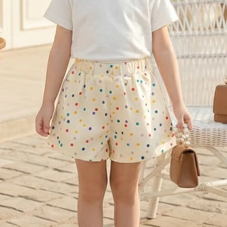 Babyonline(Y474)2L4 (ส่งด่วน1วัน)กางเกงขาสั้นเด็กผู้หญิงเอวสม็อคลายน่ารัก ผ้านิ่ม ใส่สบาย
